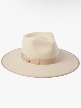Lack Of Color Beige Cream Wool Rancher Hat with Grosgrain Trim